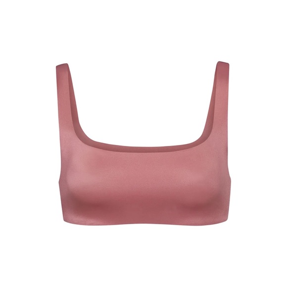 NWT SKIMS Stretch Satin Square Neck Bra, Dahlia (Pink) - Picture 2 of 5